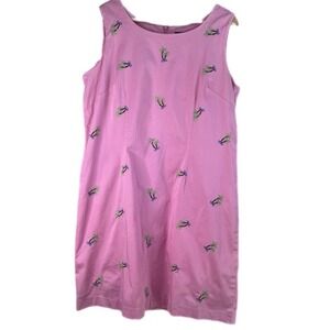 Sag Harbor Sz 18 Pink Sleeveless Hawaiian Palm Tree A Line Fitted Cute Dress